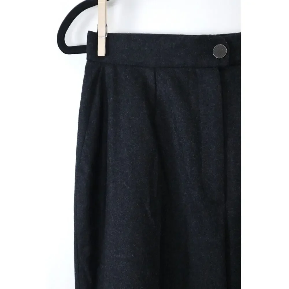 Vintage 1990s Chanel High Waisted Flat Front Wool Trousers Charcoal Gray - Picture 5 of 11